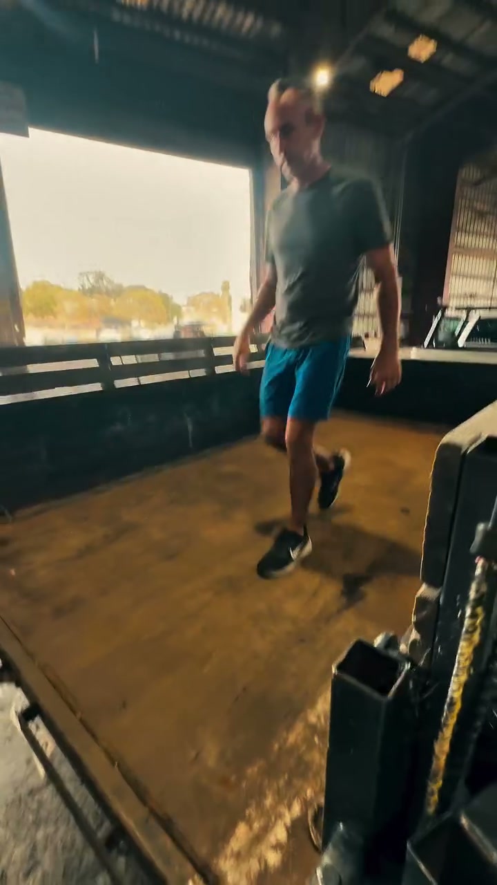 Ryan in the empty bin trailer